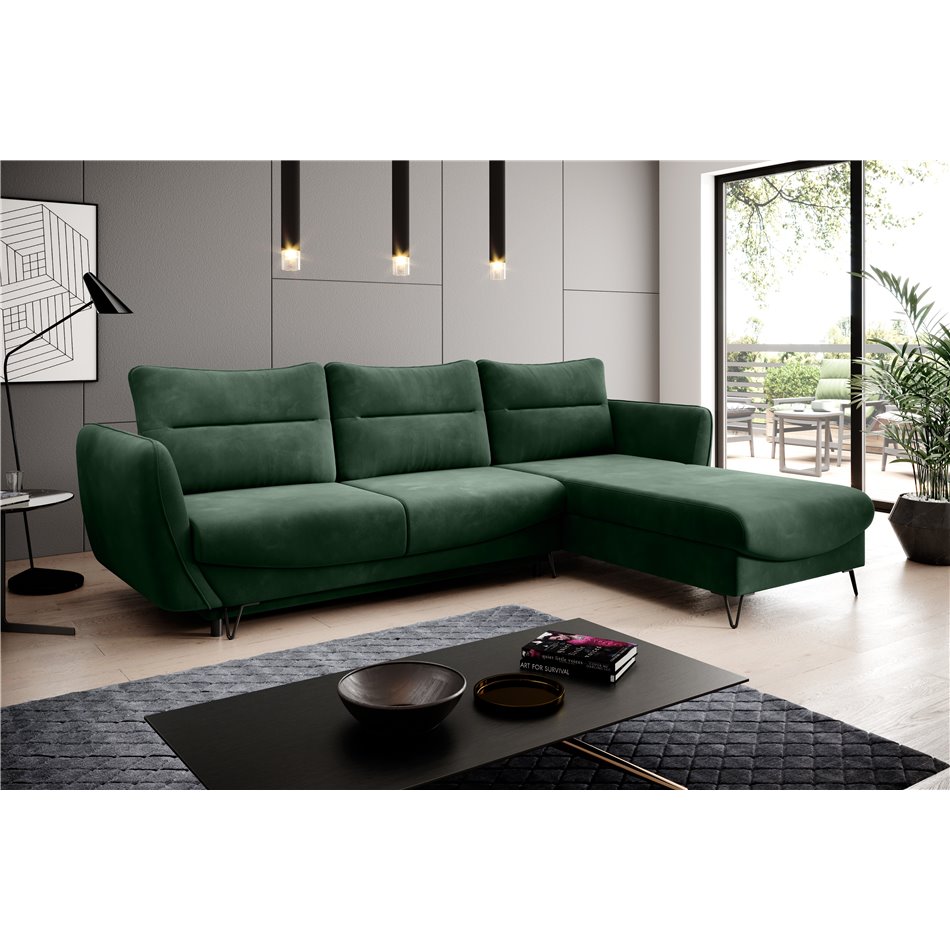 Corner sofa Elsilva R, Loco 35, green, H100x276x201