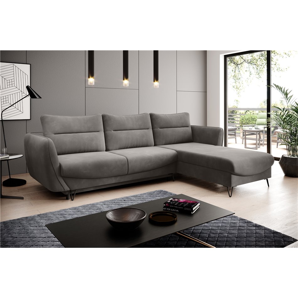 Corner sofa Elsilva R, Loco 4, gray, H100x276x201