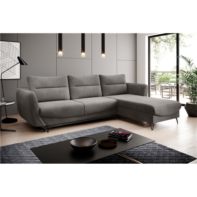 Corner sofa Elsilva R, Loco 4, gray, H100x276x201