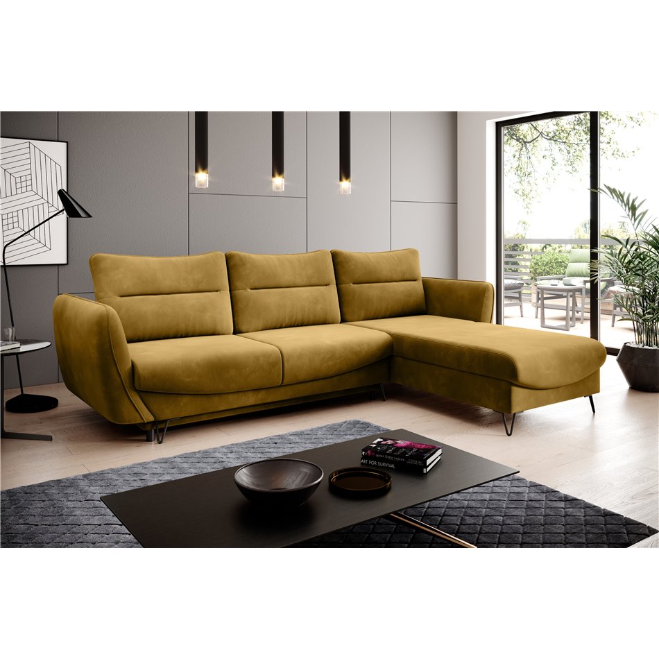 Corner sofa Elsilva R, Loco 45, yellow, H100x276x201