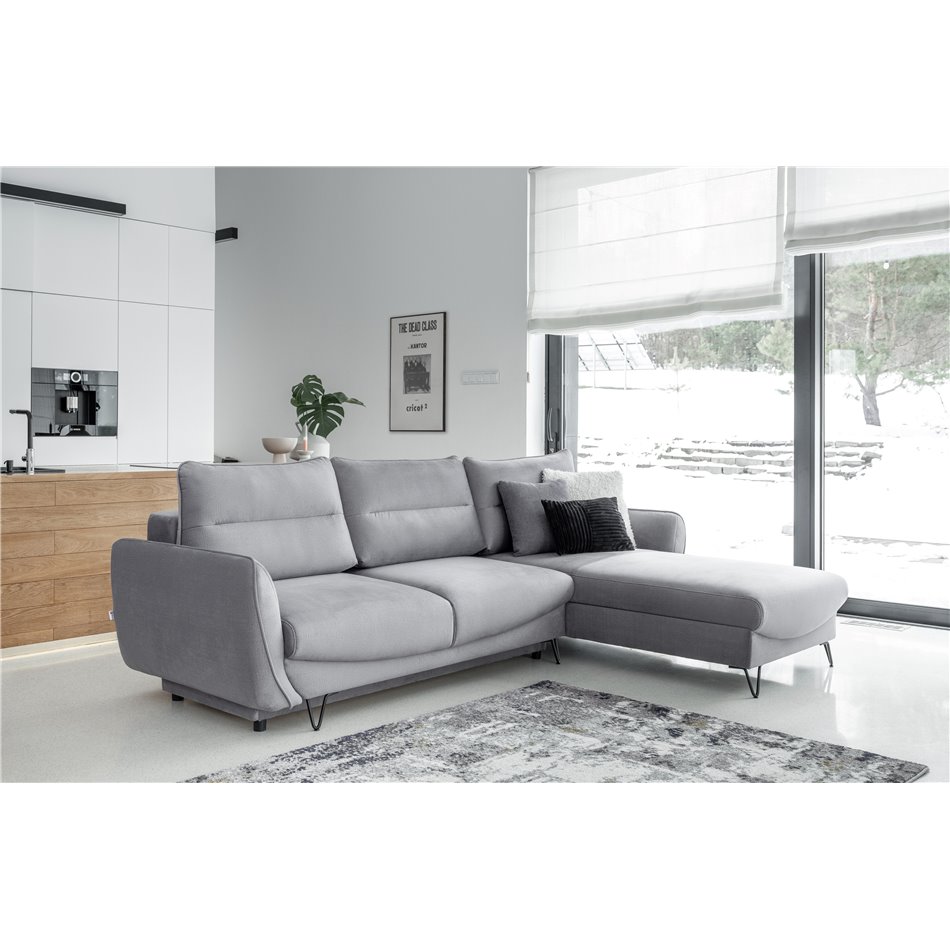 Corner sofa Elsilva R, Nube 3, gray, H100x276x201