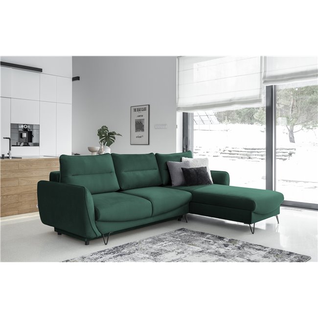 Corner sofa Elsilva R, Nube 35, green, H100x276x201