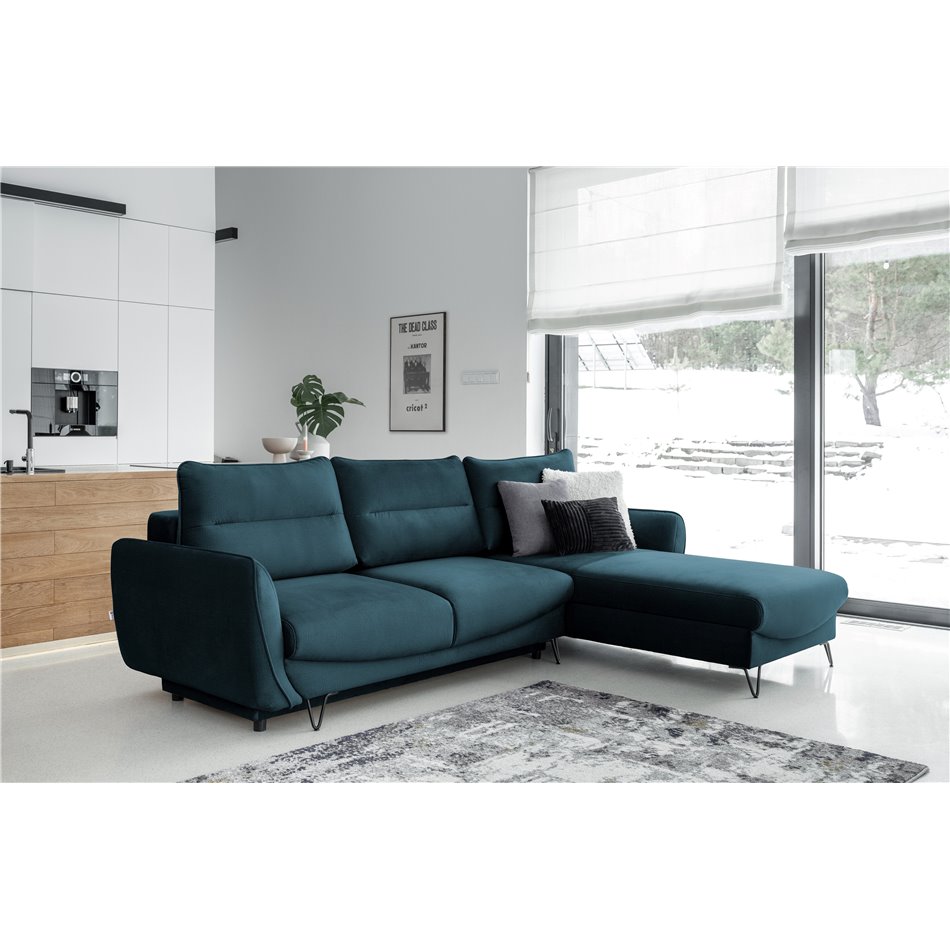 Corner sofa Elsilva R, Nube 40, blue, H100x276x201