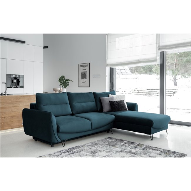 Corner sofa Elsilva R, Nube 40, blue, H100x276x201