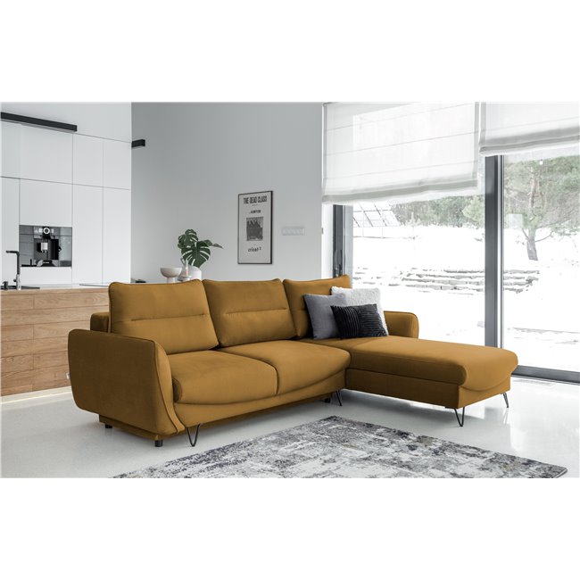 Corner sofa Elsilva R, Nube 45, yellow, H100x276x201