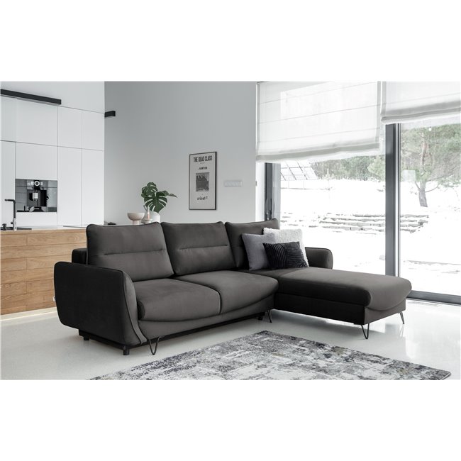 Corner sofa Elsilva R, Nube 5, gray, H100x276x201