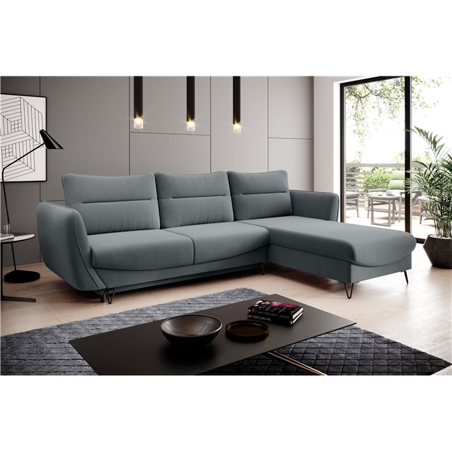 Corner sofa Elsilva R, Velvetmat 4, gray, H100x276x201