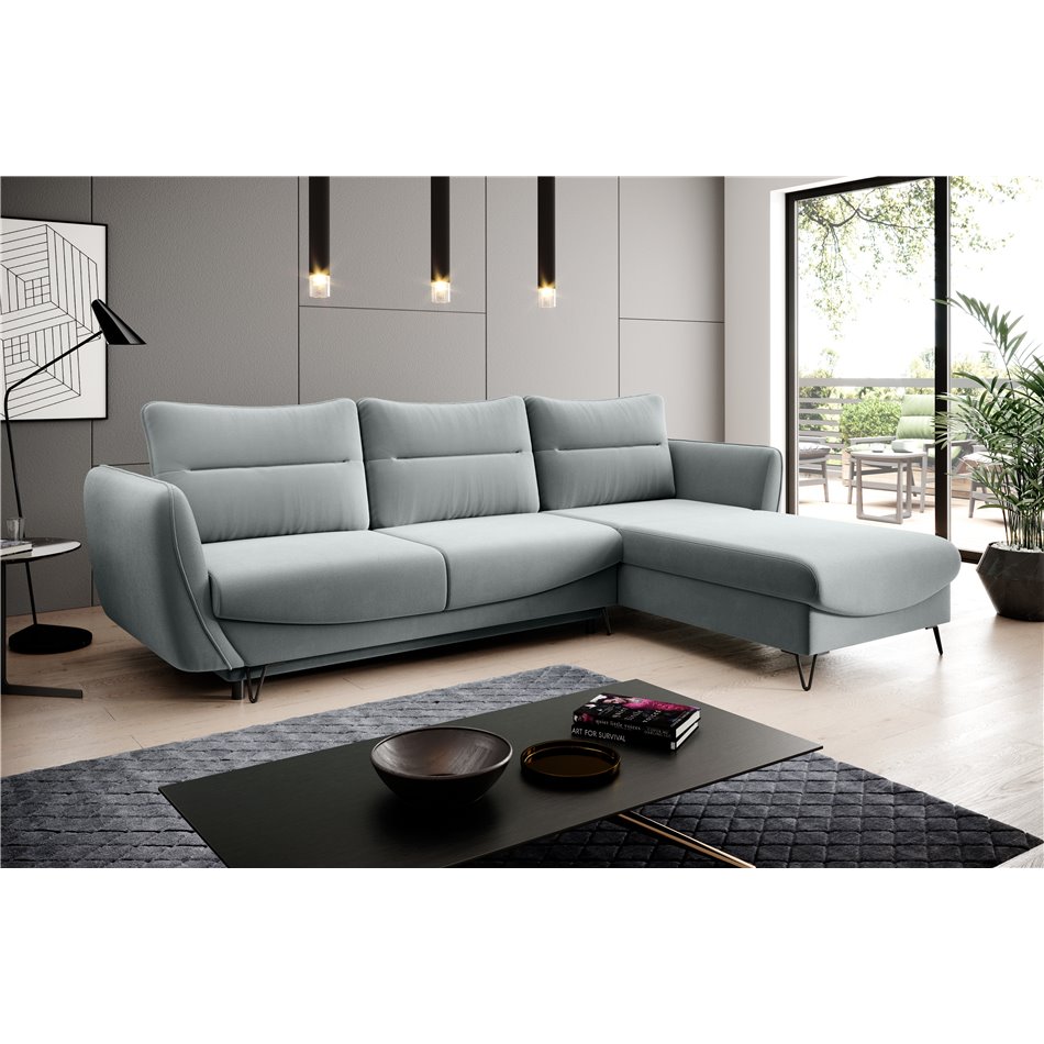 Corner sofa Elsilva R, Savoi 100, gray, H100x276x201