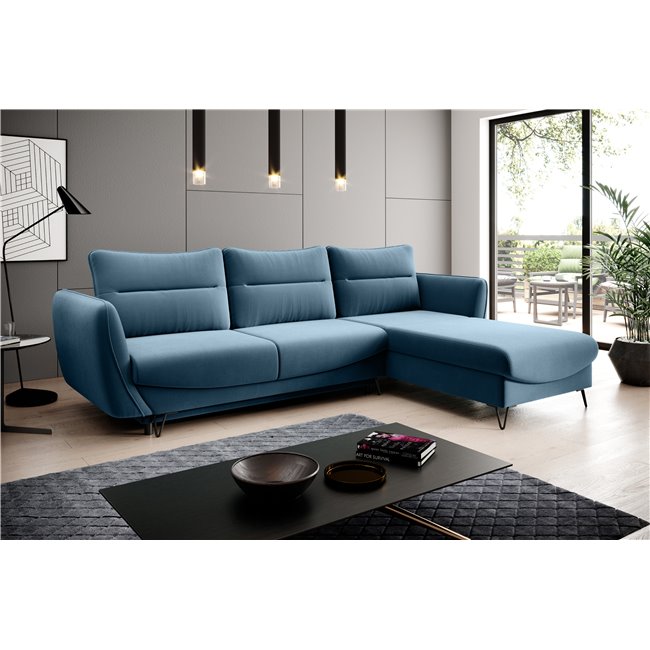 Corner sofa Elsilva R, Savoi 38, blue, H100x276x201