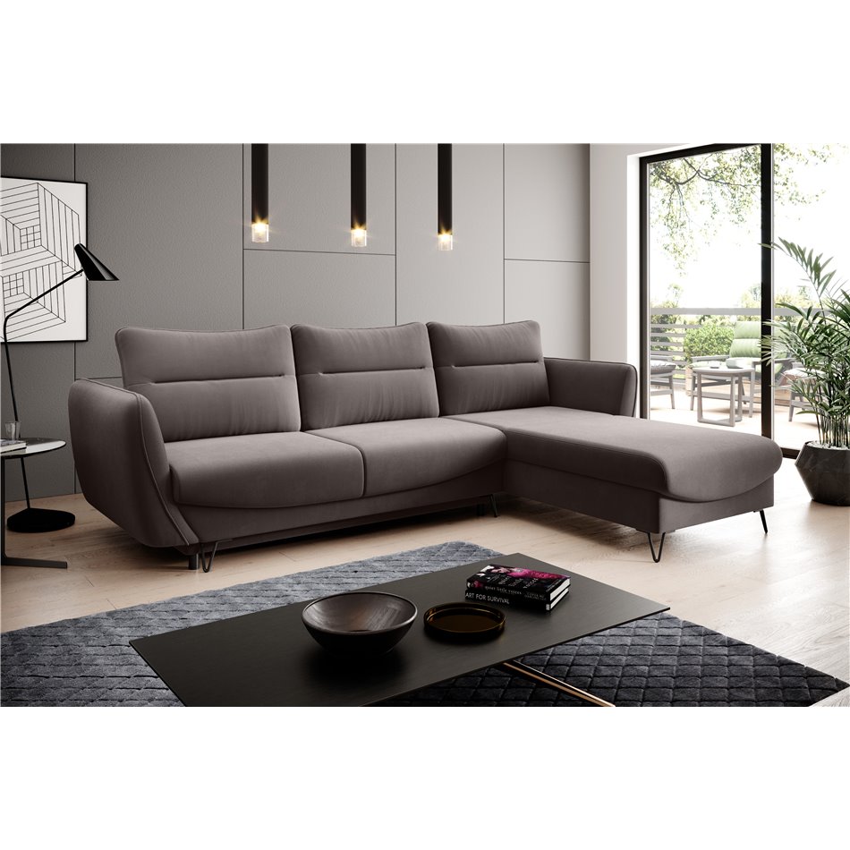 Corner sofa Elsilva R, Savoi 7, gray, H100x276x201