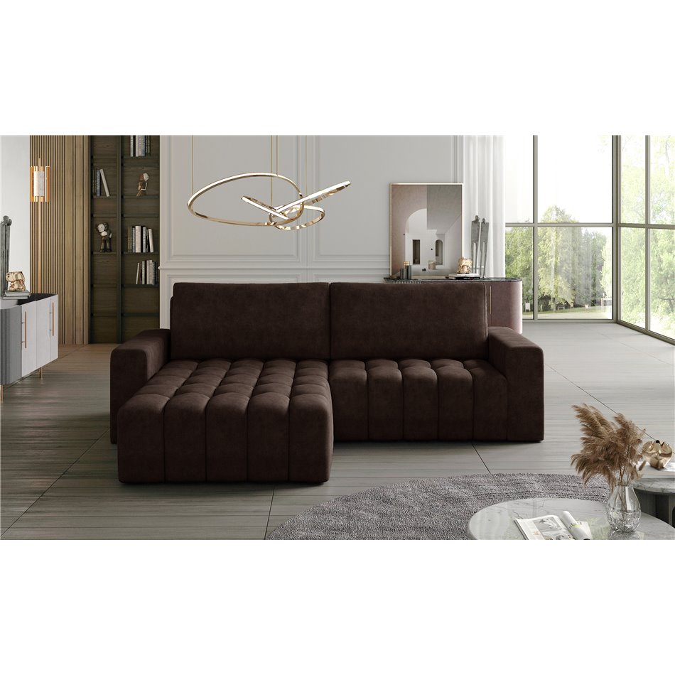 Corner sofa Ebonett L, Dora 28, brown, H92x250x175