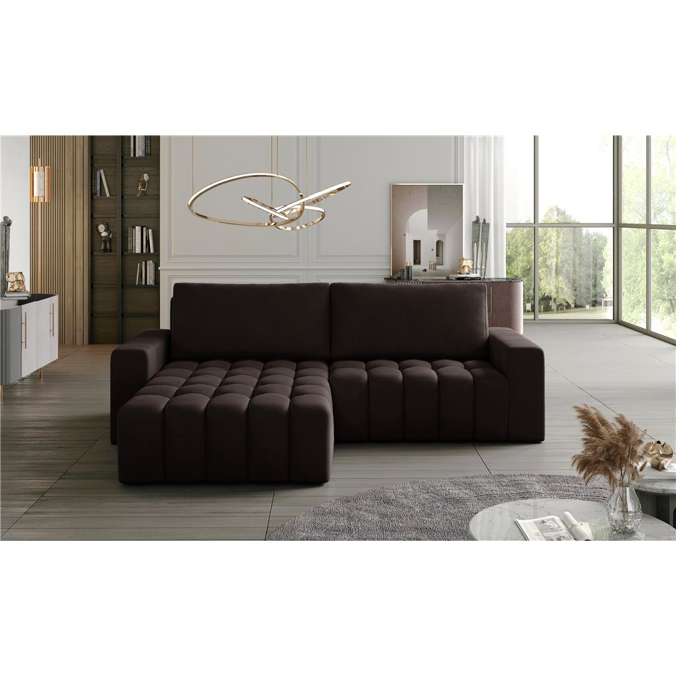 Corner sofa Ebonett L, Monolith 29, brown, H92x250x175