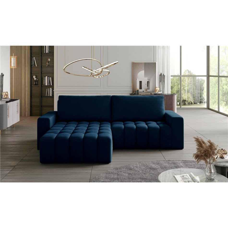 Kampinė sofa Ebonett L, Monolith 77, mėlyna sp., H92x250x175