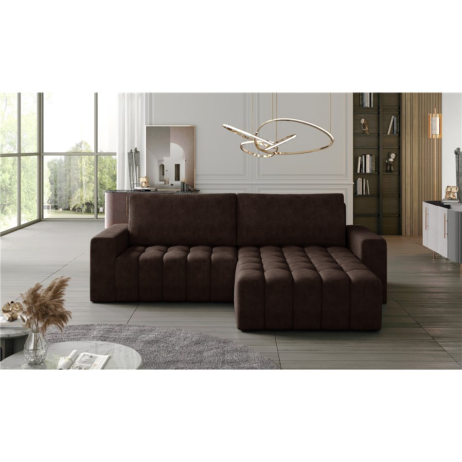 Corner sofa Ebonett R, Dora 28, brown, H92x250x175