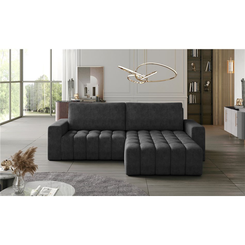 Corner sofa Ebonett R, Dora 96, gray, H92x250x175