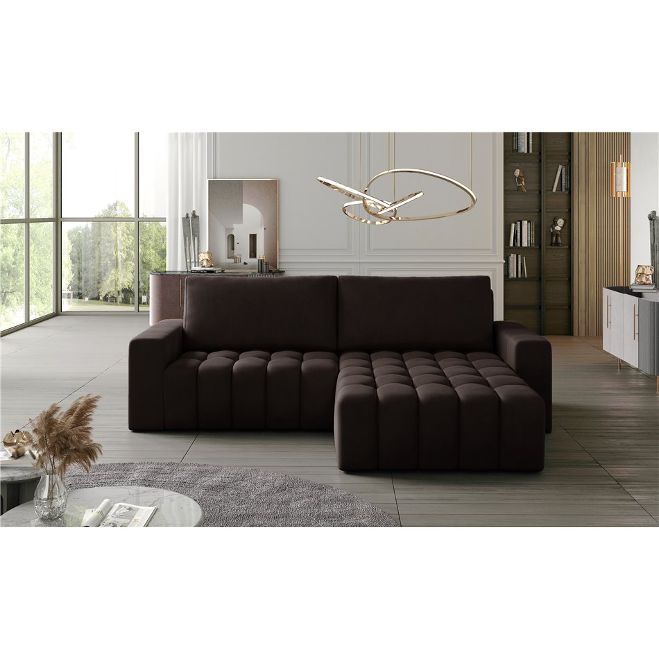 Corner sofa Ebonett R, Monolith 29, brown, H92x250x175