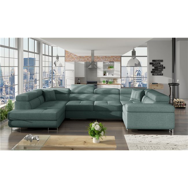 Corner sofa Eletto L, Cover 70, green, H90x340x58