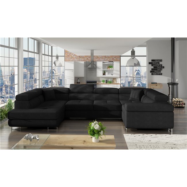 Corner sofa Eletto L, Kronos 07, black, H90x340x202