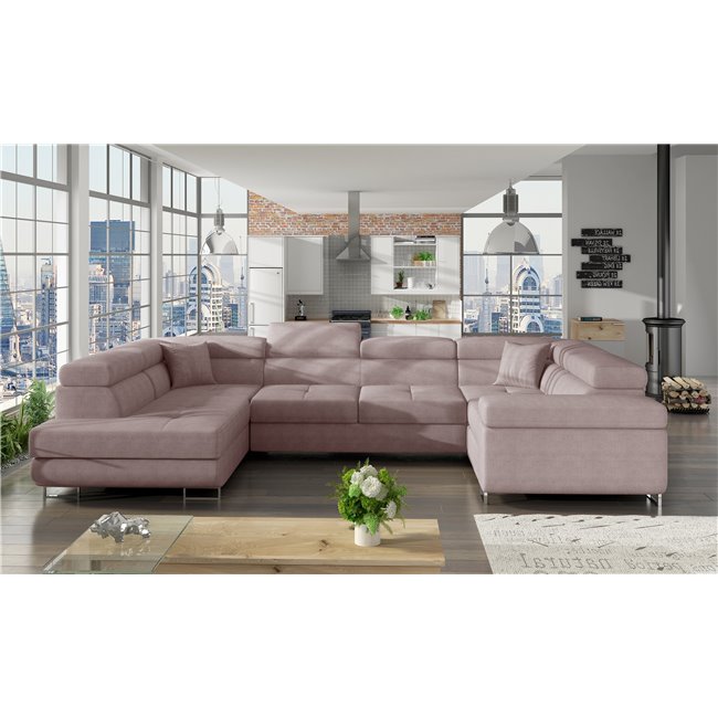 Kampinė sofa Eletto L, Omega 91, rausva sp., H90x340x58