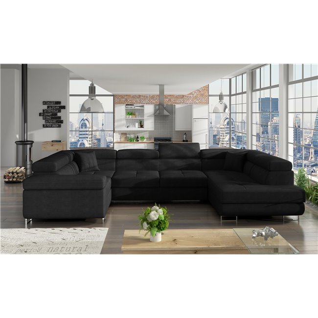 Corner sofa Eletto R, Kronos 07, black, H90x340x202