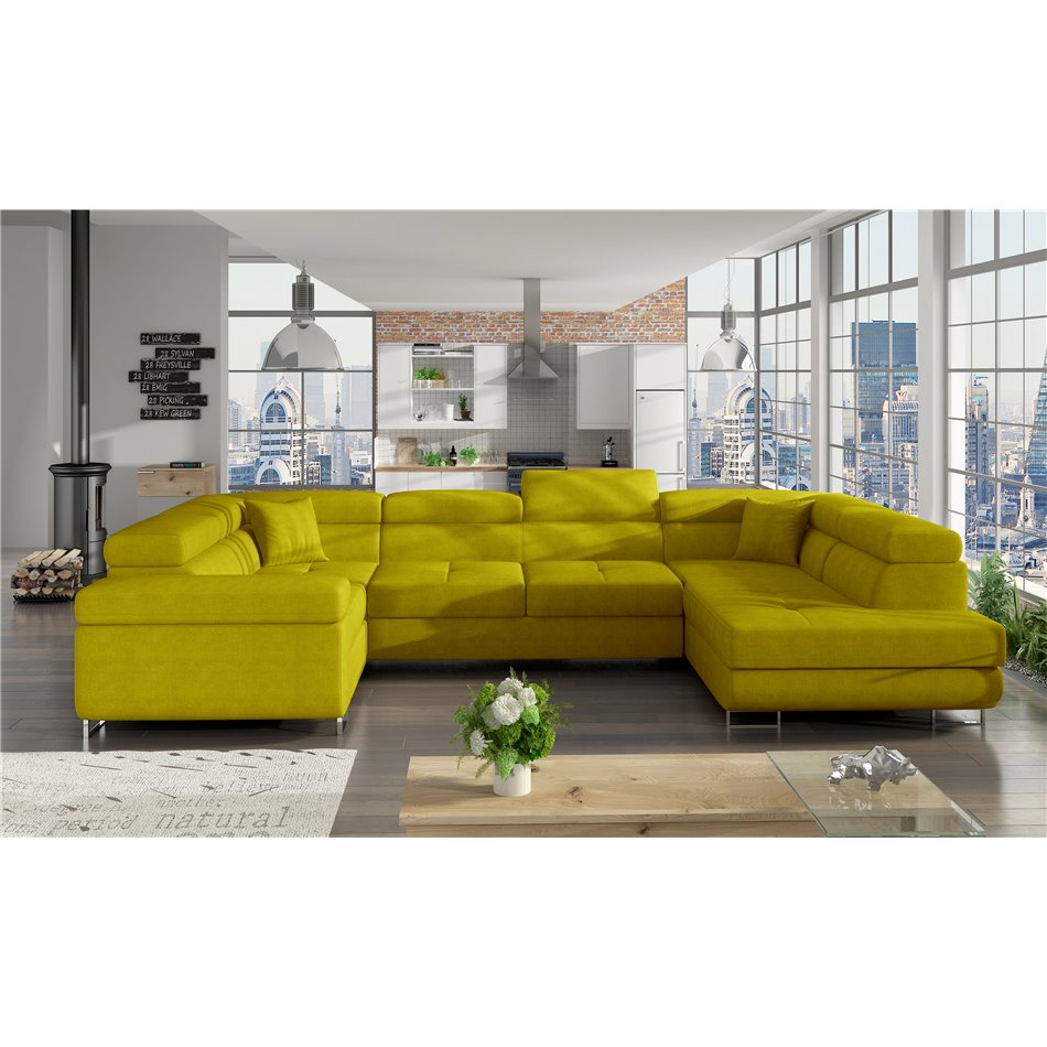 Corner sofa Eletto R, Omega 68, yellow, H90x202x58