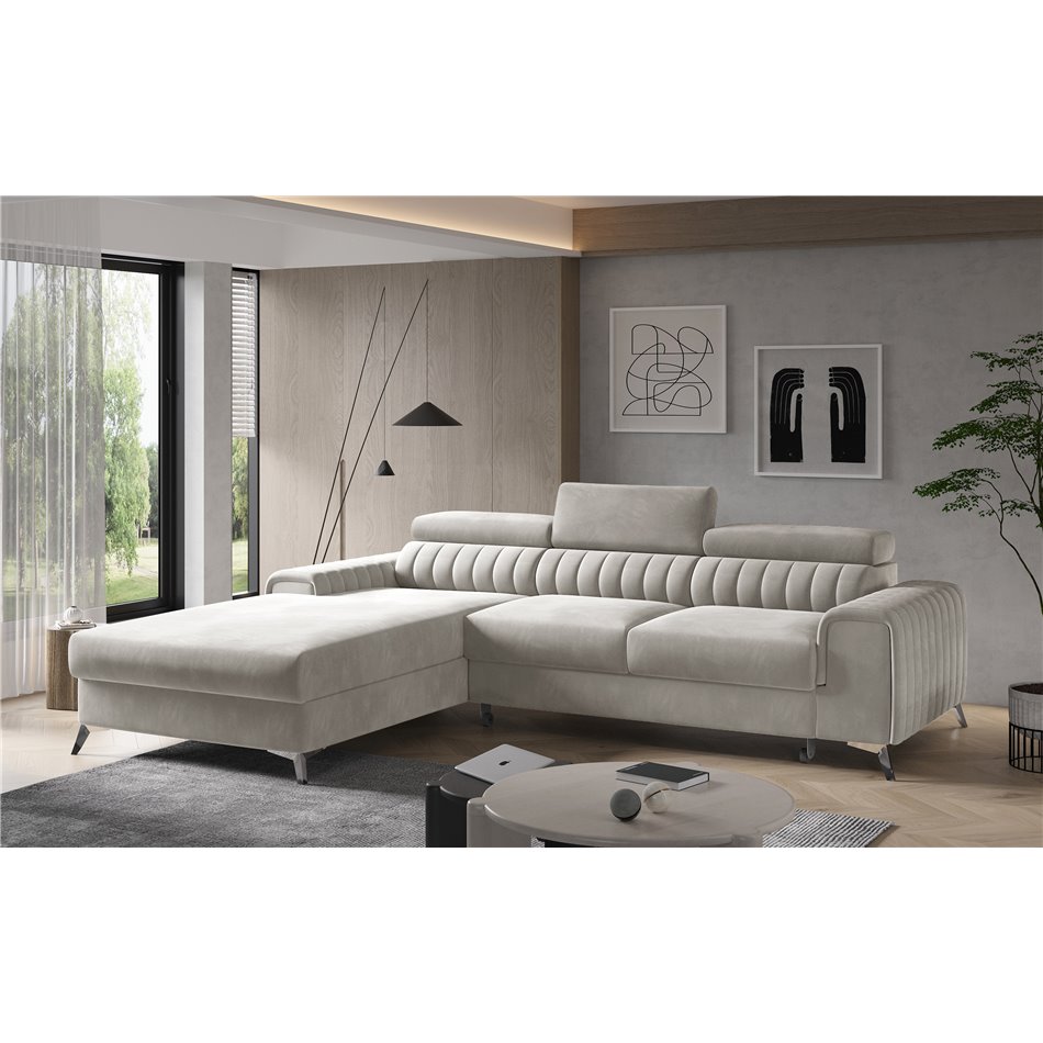 Corner sofa Elgrayson L, Sola 18, beige, H98x275x205