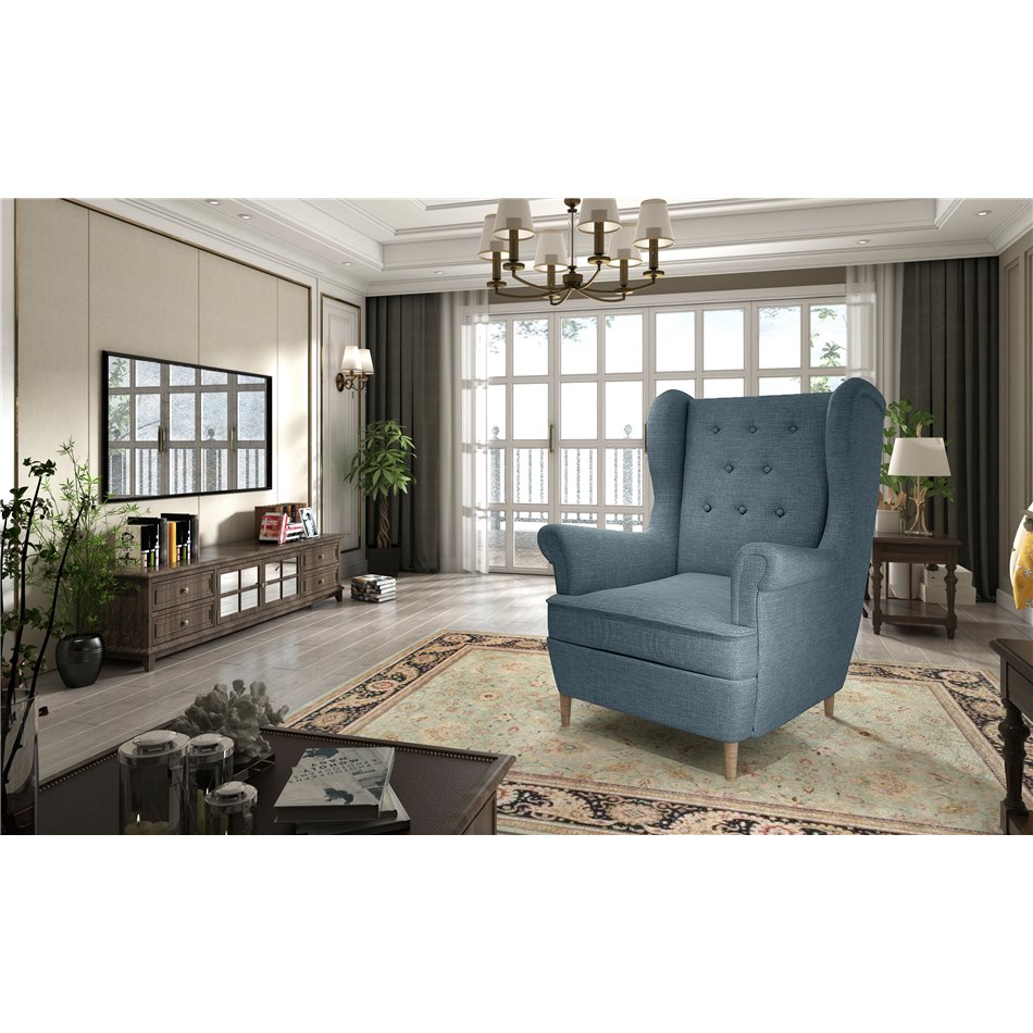 Armchair Elaros , Cover 70, blue, H103x85x90