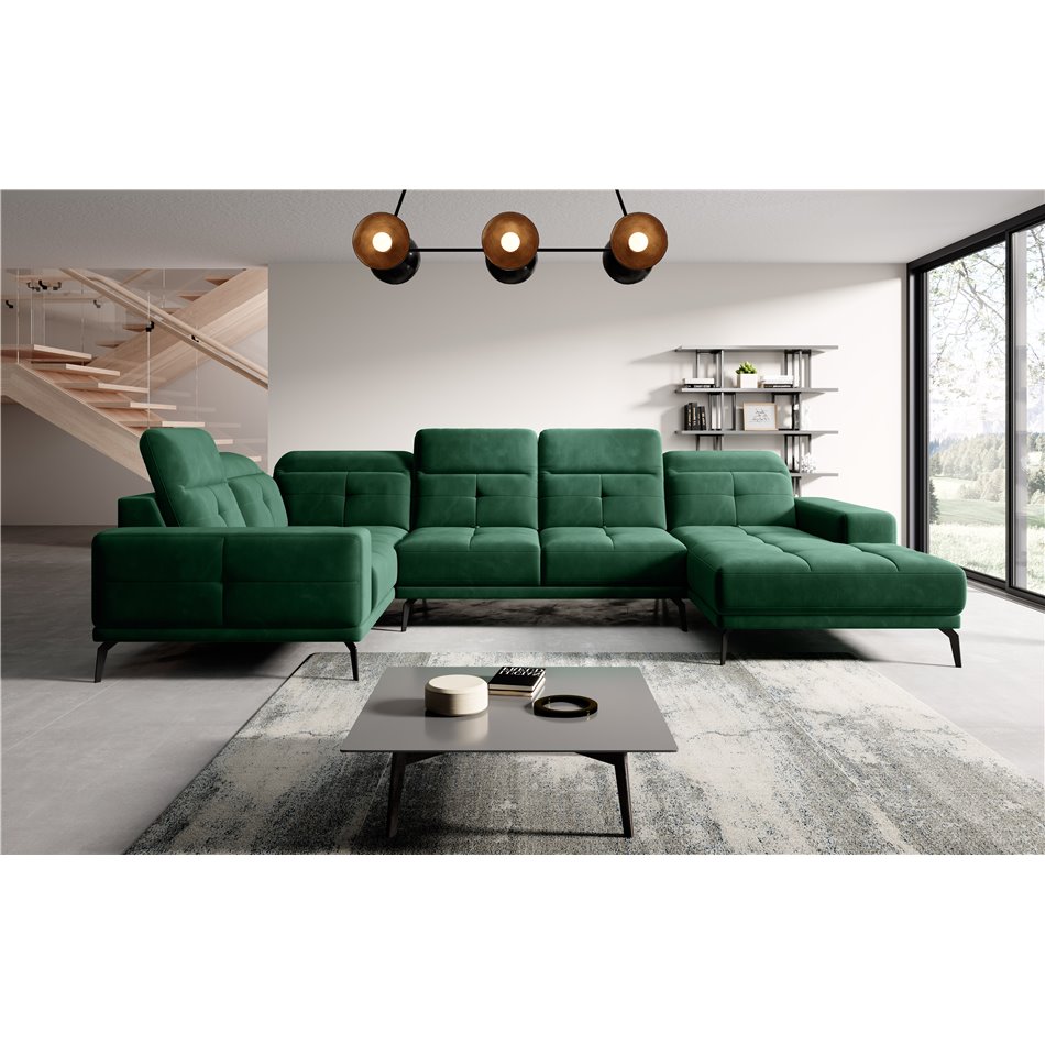 Corner sofa Elneviro L, Lukso 35, green, H77x350x201