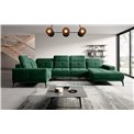 Kampinė sofa Elneviro L, Lukso 35, žalia sp., H77x350x201