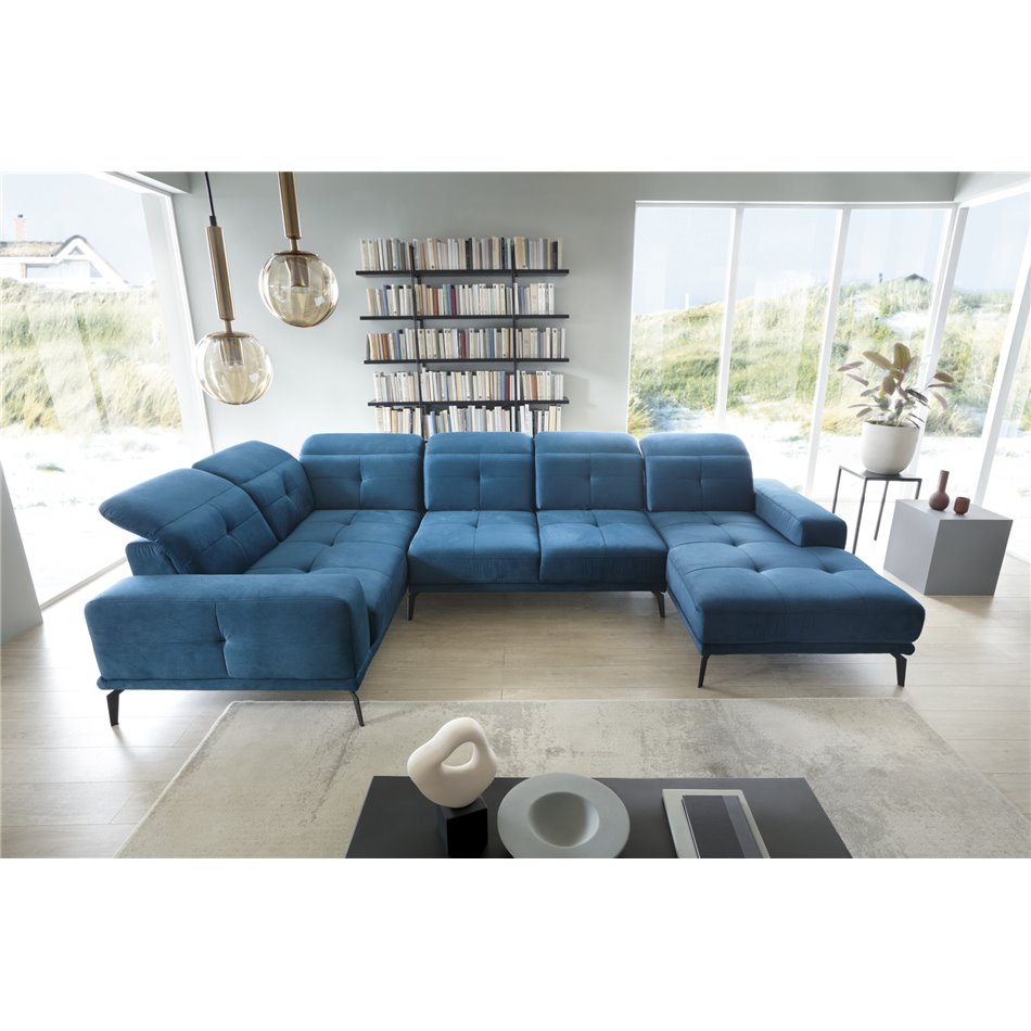 Corner sofa Elneviro L, Lukso 38, blue, H77x350x201