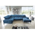 Kampinė sofa Elneviro L, Lukso 38, mėlyna sp., H77x350x201