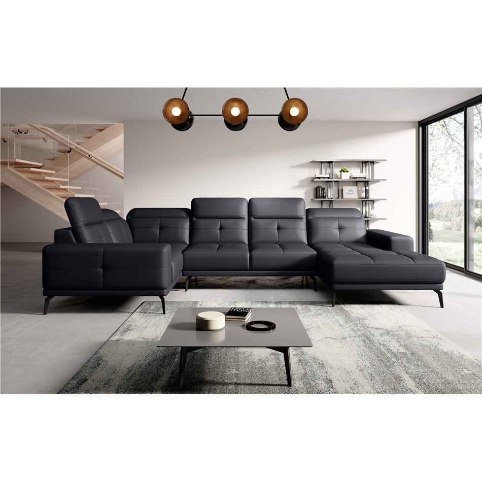 Corner sofa Elneviro L, Softis 11, black, H77x350x201