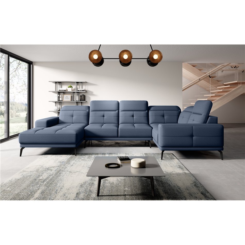 Kampinė sofa Elneviro R, Gojo 40, mėlyna sp., H77x350x201