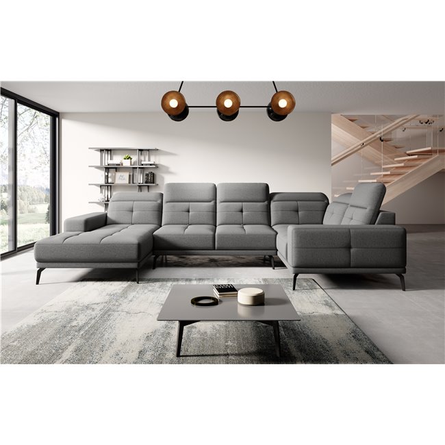 Corner sofa Elneviro R, Gojo 5, gray, H77x350x201