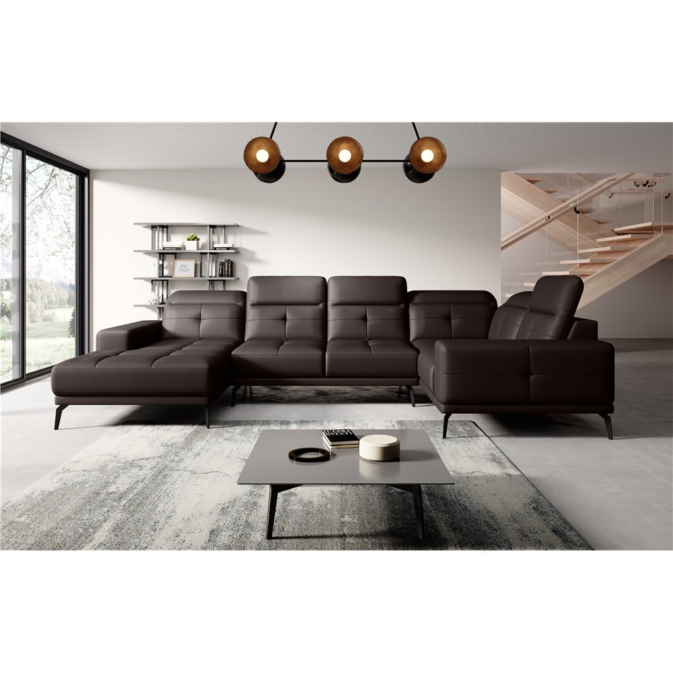 Corner sofa Elneviro R, Softis 66, brown, H77x350x201