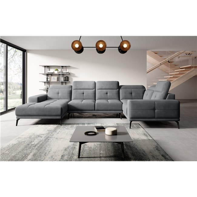 Corner sofa Elneviro R, Sola 6, gray, H77x350x201