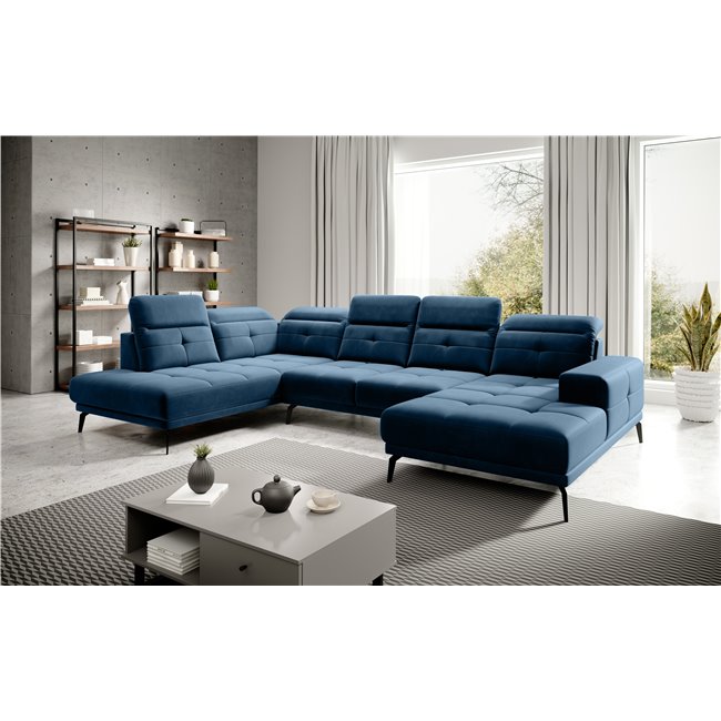 Corner sofa Elretan L, Lukso 40, blue, H107x350x205