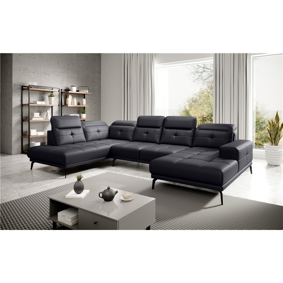 Corner sofa Elretan L, Softis 11, black, H107x350x205