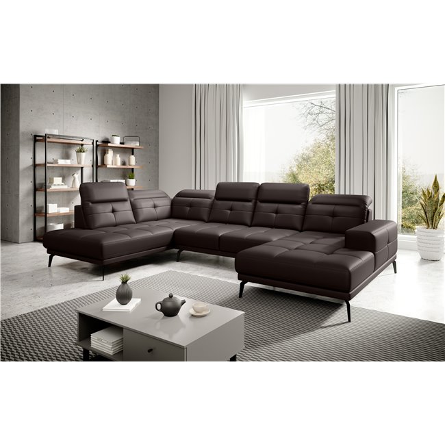 Corner sofa Elretan L, Softis 66, brown, H107x350x205