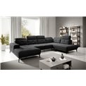 Corner sofa Elretan R, Flores 10, black, H107x350x205