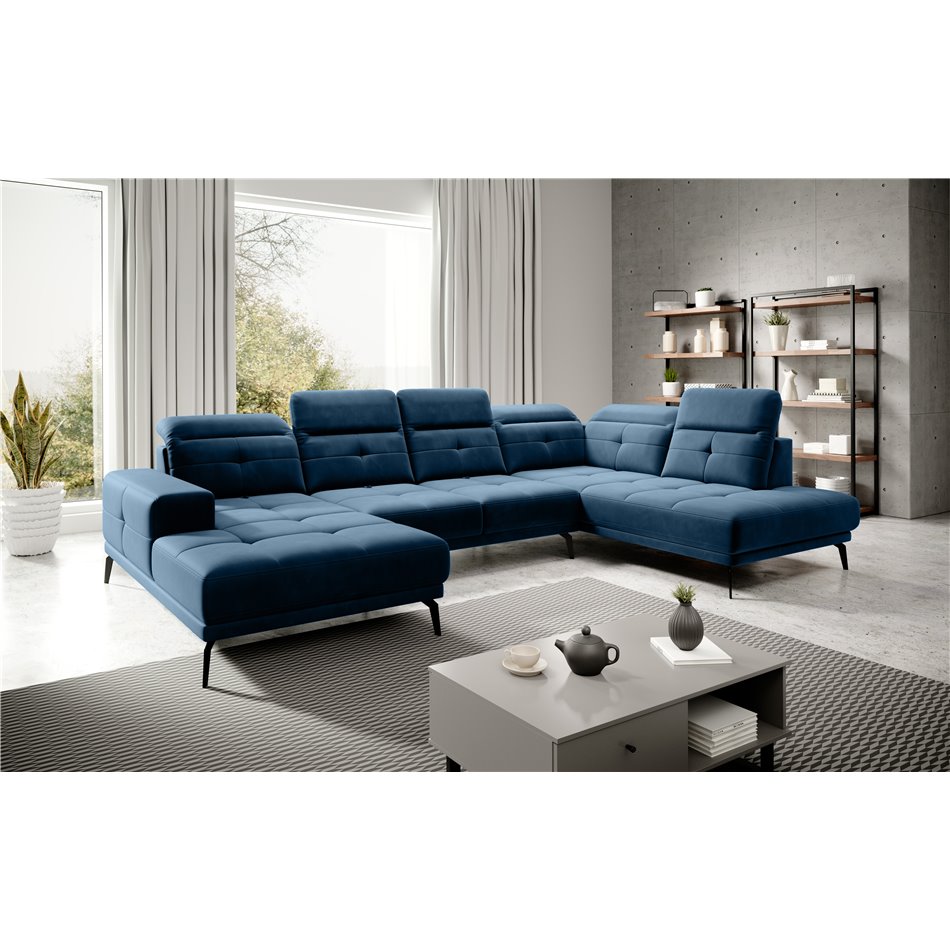 Corner sofa Elretan R, Lukso 40, blue, H107x350x205