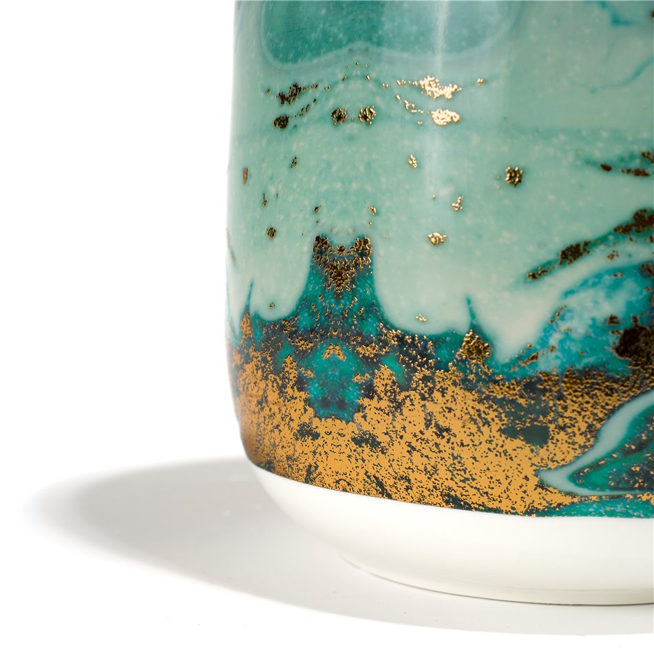 Vase Molly, green/gold/white, 17.6x17.6x30cm