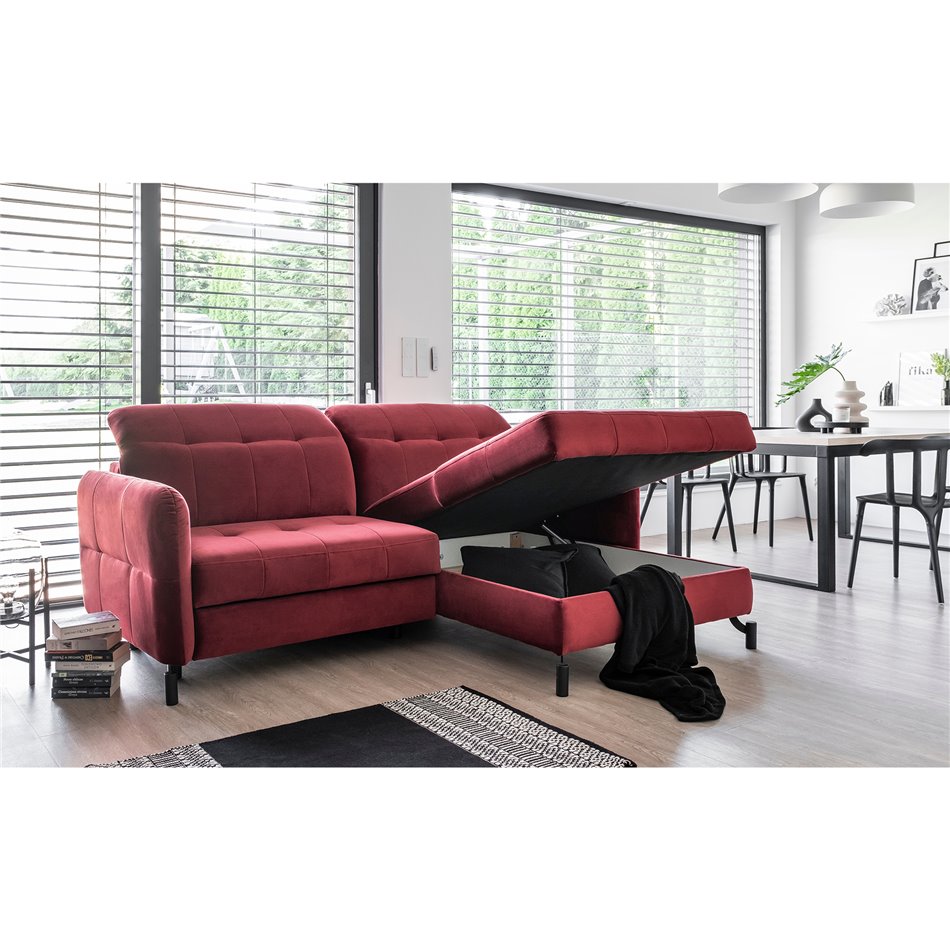 Corner sofa Elorelle R, Inari 100, black, H105x225x160