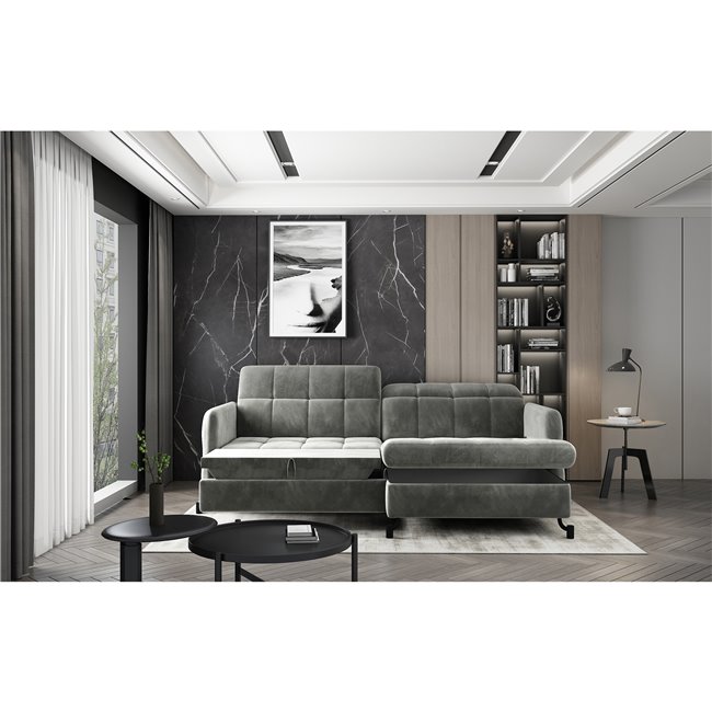 Corner sofa Elorelle R, Monolith 85, grey, H105x225x160