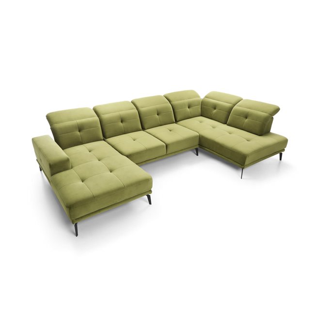 Kampinė sofa Elretan U Left, Nube 20, šviesiai rudos sp., H107x350x205cm