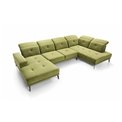 Kampinė sofa Elretan U Left, Gojo 40, mėlyna sp., H107x350x205cm