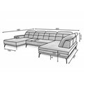 Kampinė sofa Elretan U Left, Poco 40, mėlyna sp., H107x350x205cm