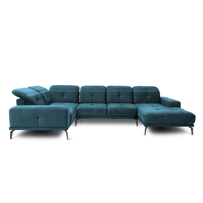 Kampinė sofa Elneviro U Right, Gojo 40, mėlyna sp., H77x350x201cm