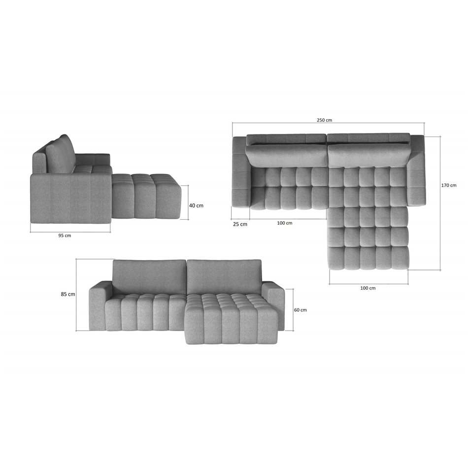 Corner sofa Ebonett L, Monolith 77, blue, H92x250x175cm