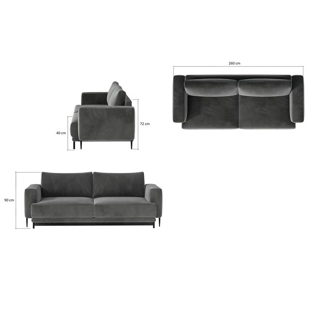 Sofa bed Edalia, Nube 40, blue, H90x260x95cm